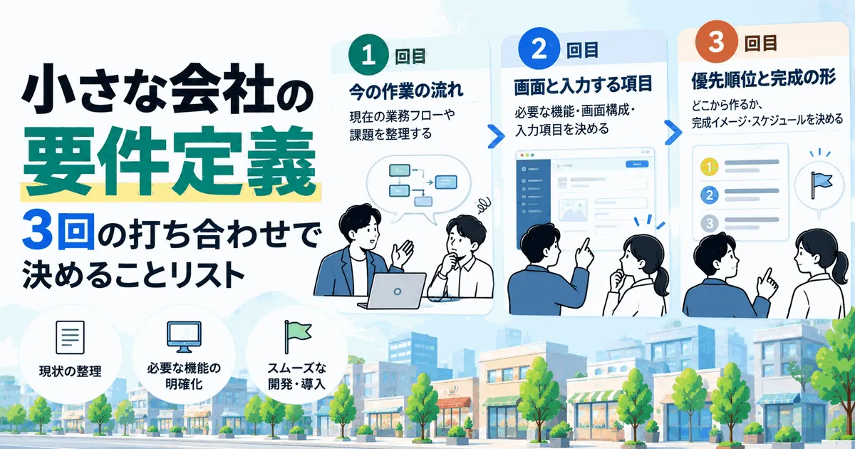 小さな会社の要件定義|3回の打ち合わせで決めることリスト