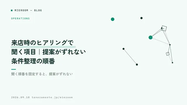 来店時のヒアリングで聞く項目|提案がずれない条件整理の順番