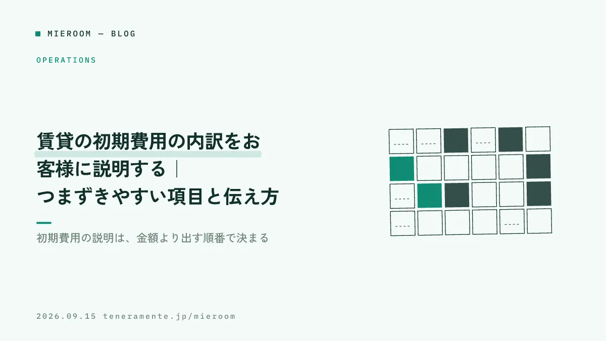 賃貸の初期費用の内訳をお客様に説明する|つまずきやすい項目と伝え方
